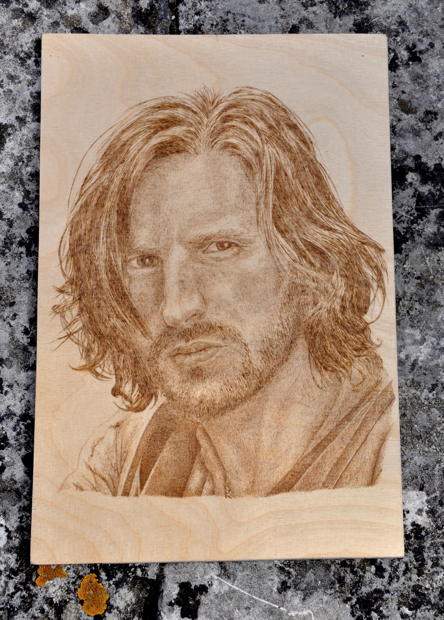 Wood burning - portrait of a knight - My, Pyrography, Portrait, Actors and actresses, Merlin, Knight, France, With your own hands, Presents, Longpost, Knights