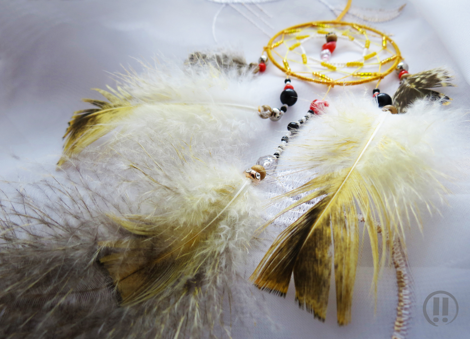 Dream catcher Sunny joy - My, Dreamcatcher, Needlework, Beads, Feathers, Longpost, My