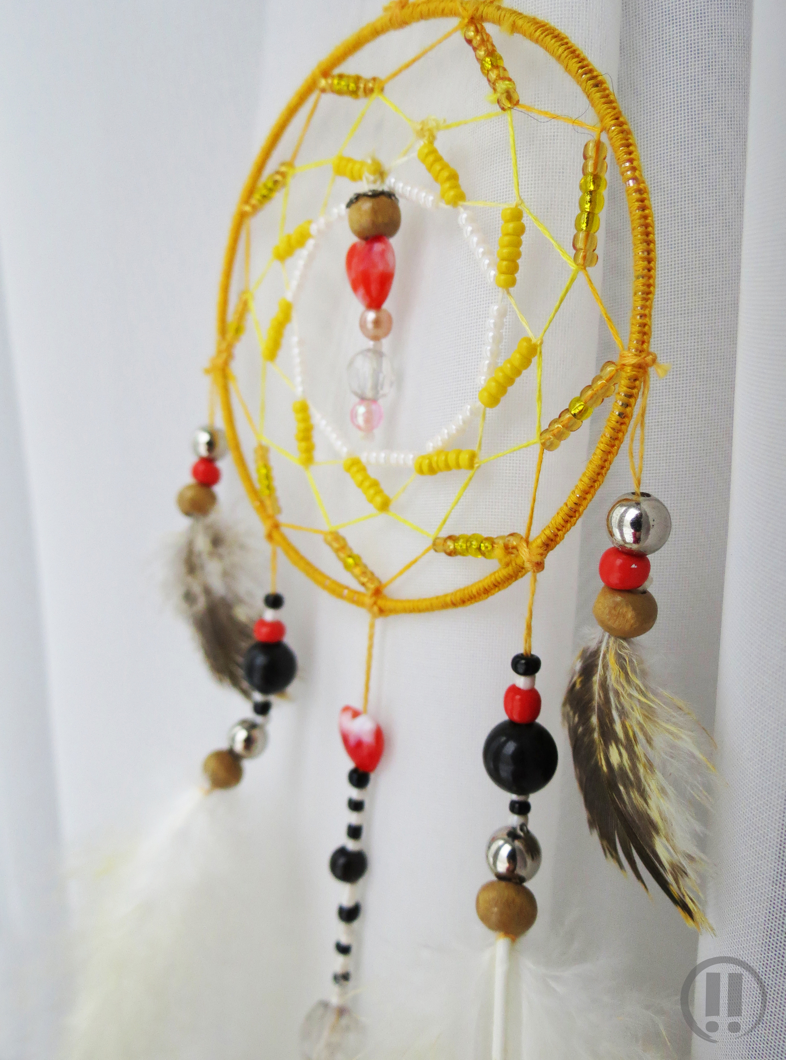 Dream catcher Sunny joy - My, Dreamcatcher, Needlework, Beads, Feathers, Longpost, My