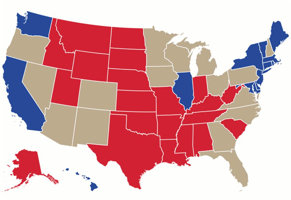 An interesting map of electoral preferences by state in the USA - Elections, USA, Democrats