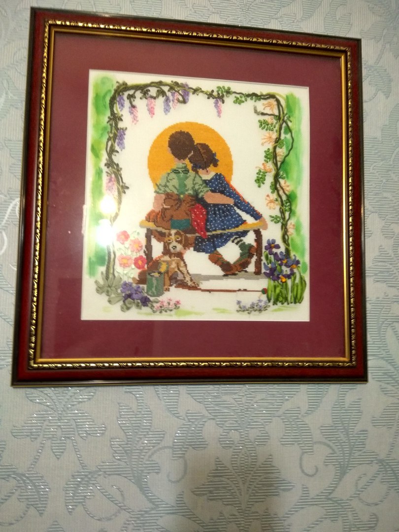 This beauty was embroidered for us by my beloved mother.... - My, My, Embroidery, Presents, Mum, Children, For memory, Longpost, Memory