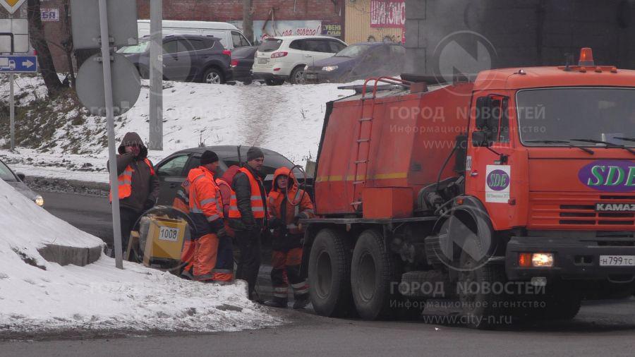 Novokuznetsk continues the relay - Asphalt, Novokuznetsk, , Winter, Nanotechnology, Road, , 