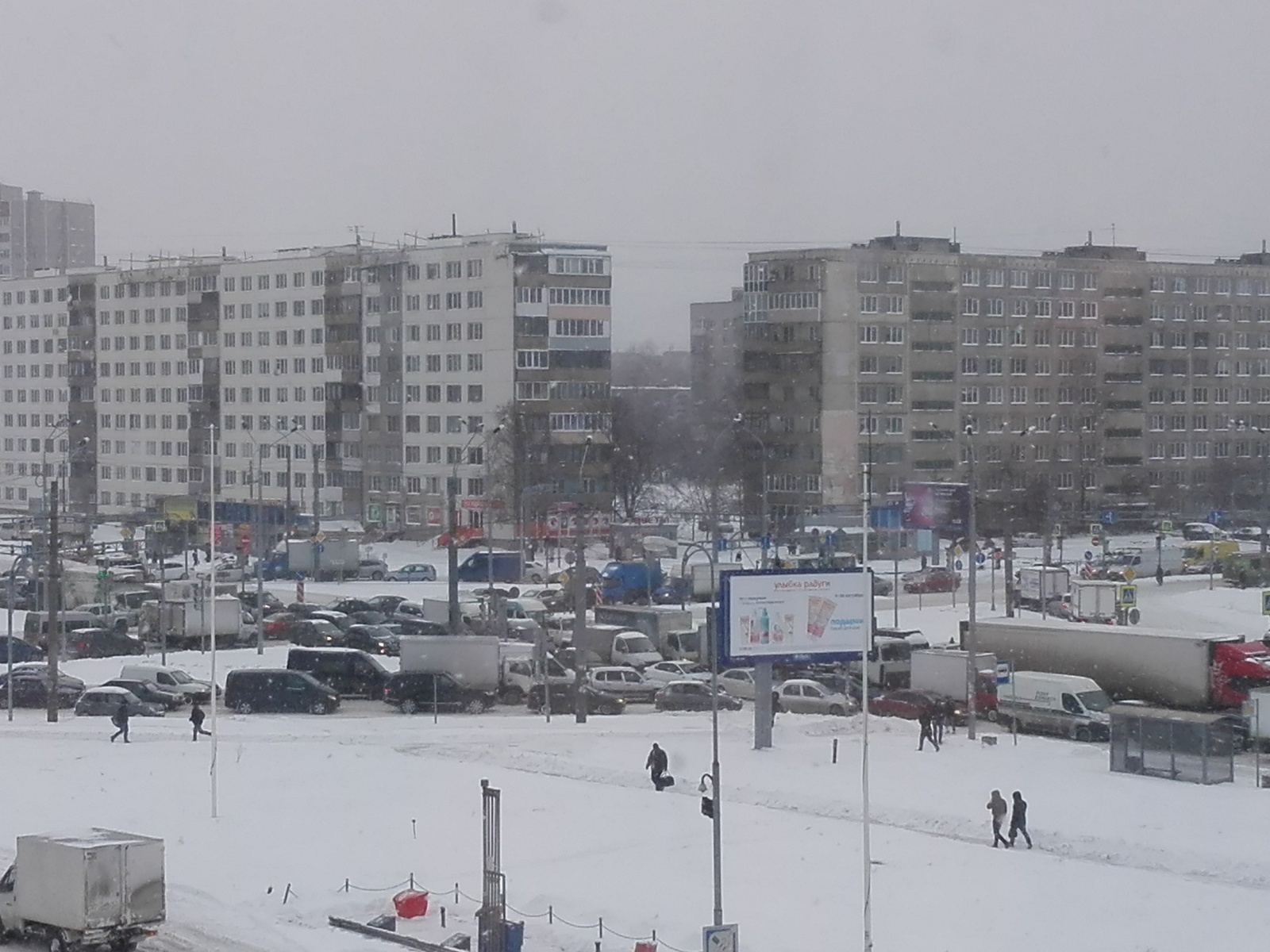 Again winter crept up suddenly - My, Blizzard, Saint Petersburg, Traffic jams