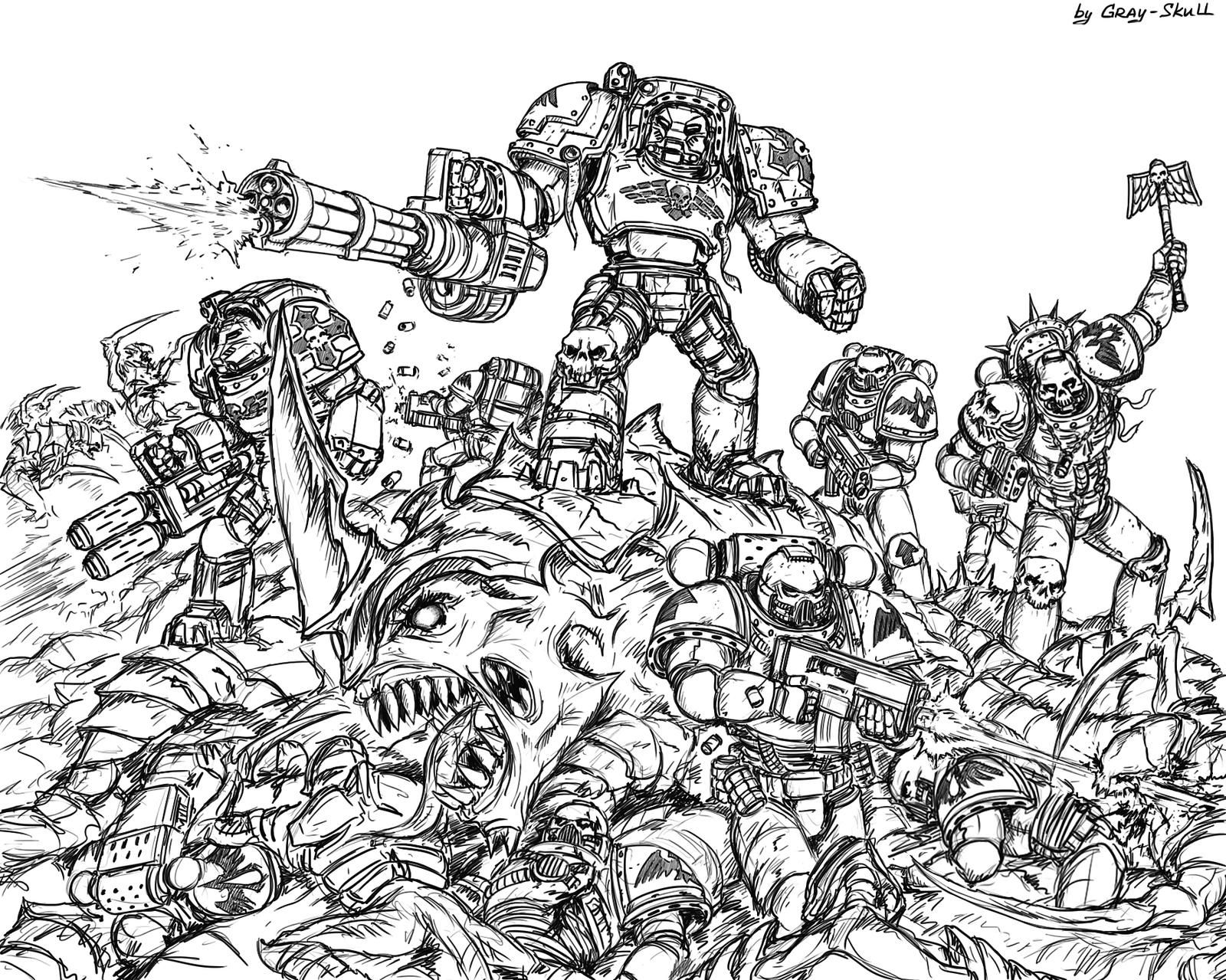 Last Frontier (by Gray-Skull) - My, Warhammer 40k, Blood ravens, Chaplain, Space Marine, Adeptus Astartes, Tyranids, Imperium, Gray-skull