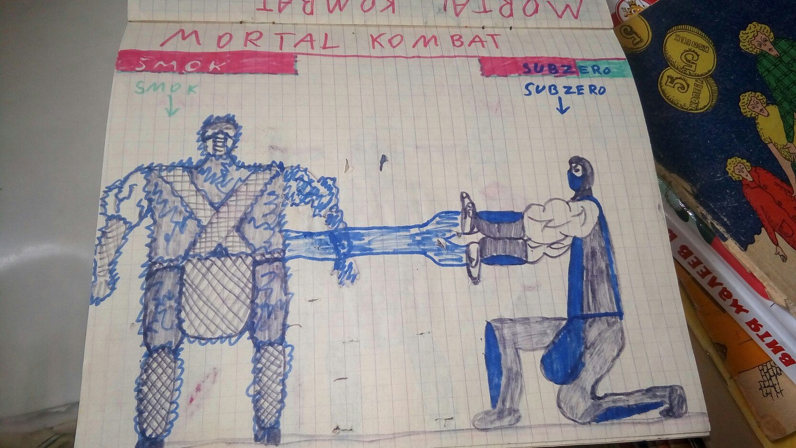 Разбирая старые вещи... - Моё, Детство, Рисунок, Mortal Kombat, Человек-Паук, Супергерои, Длиннопост