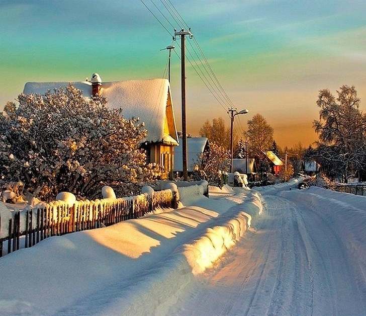 Русская Деревня Зимой Фото