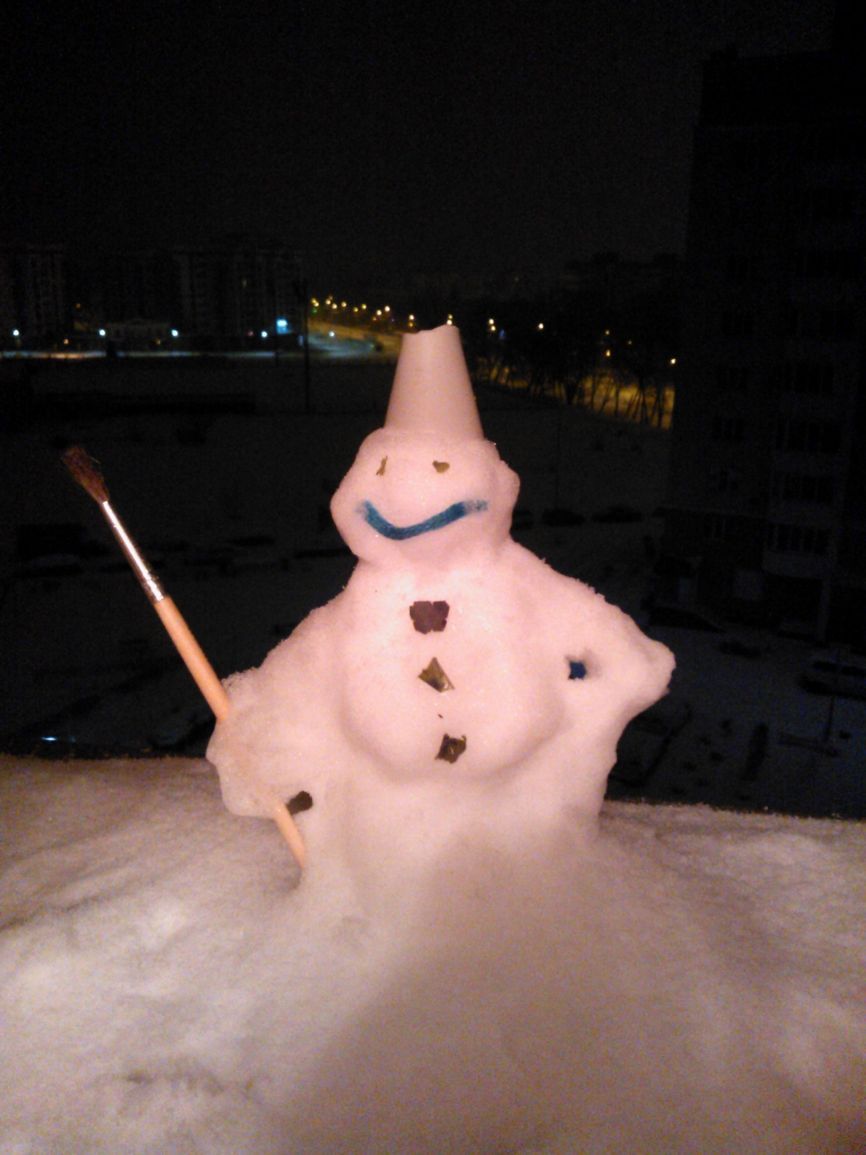 Snow Nurse and Traveling Artist - My, , snowman, , Fun, Longpost