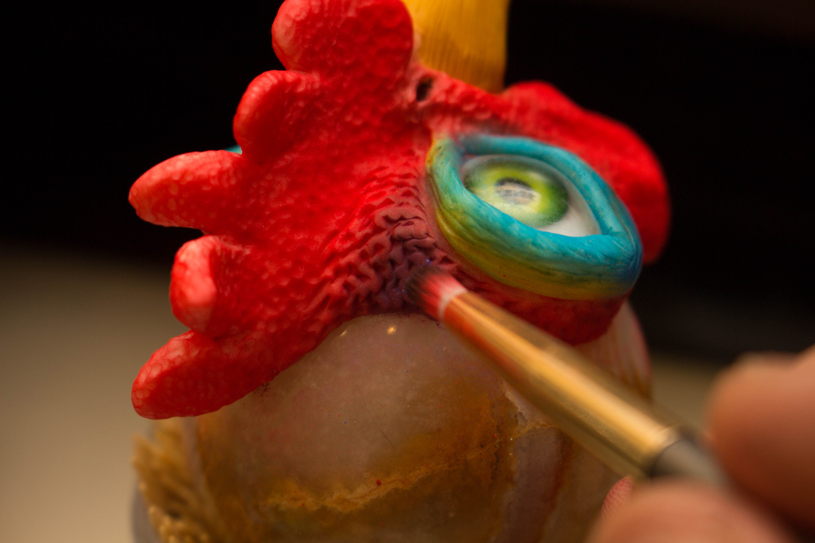 We tint the head of the cockerel - My, My, Polymer clay, Pastel, Handmade, With your own hands, Rooster, Longpost