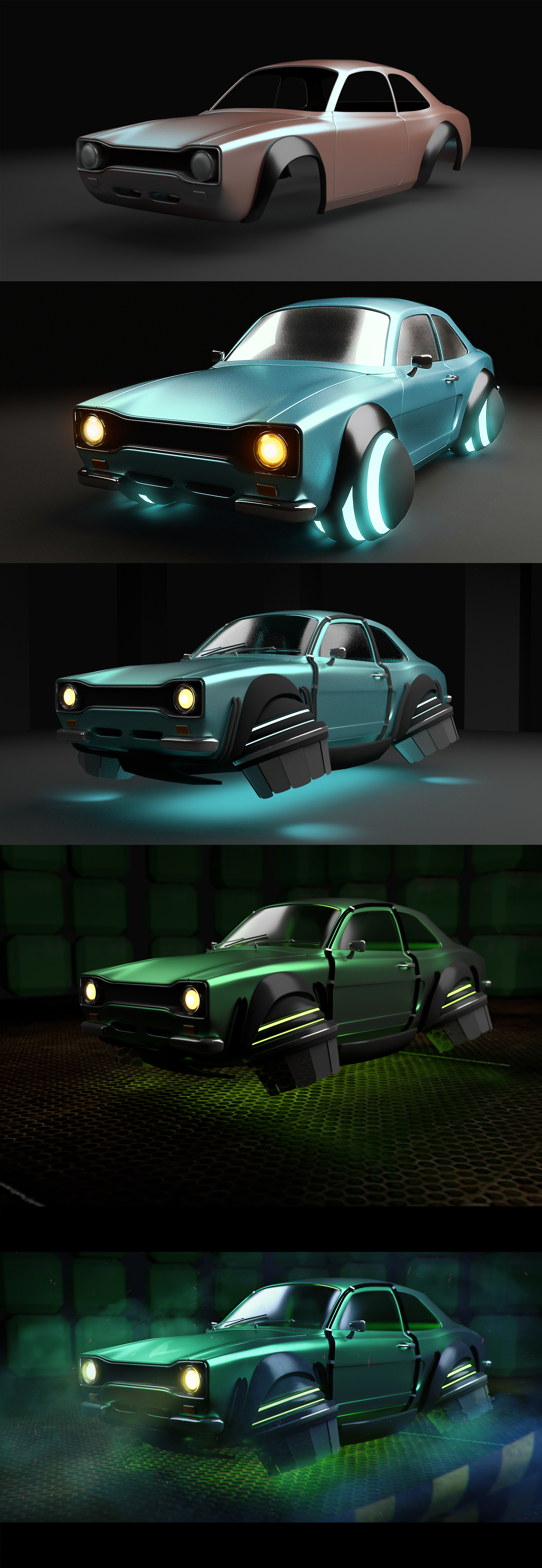 Ford Escort FV - My, Alvi3d, Blender, , Art, Auto, Science fiction, Future, Photoshop, Longpost, Future