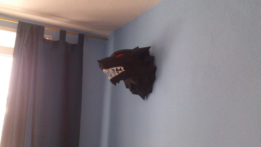 Direwolf head - My, Pepakura, Game of thrones, Game of Thrones, With your own hands, Longpost, Papercraft