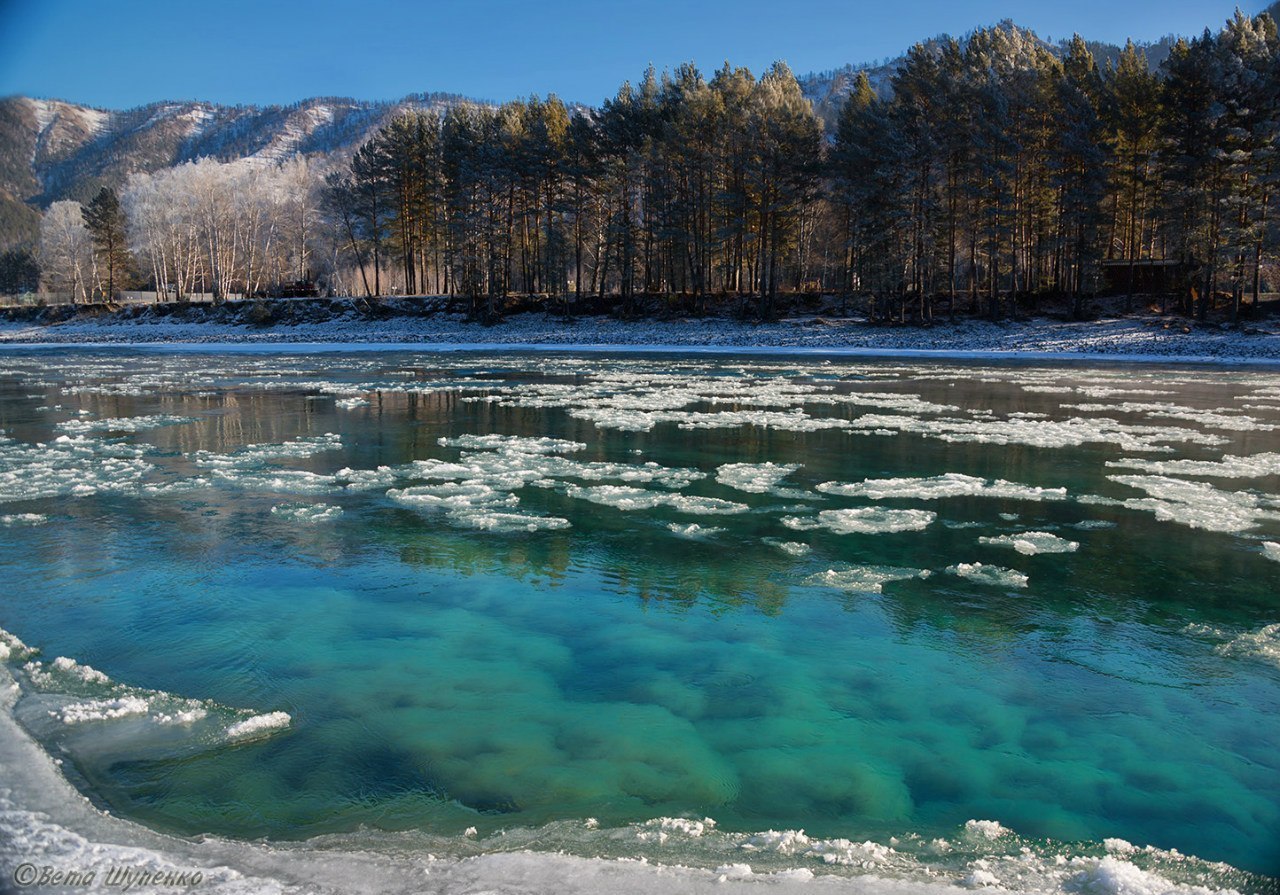 Зимняя Катунь. - Катунь, Горный Алтай, Алтай, Россия, Фото, Природа, Надо съездить, Пейзаж, Длиннопост, Республика Алтай