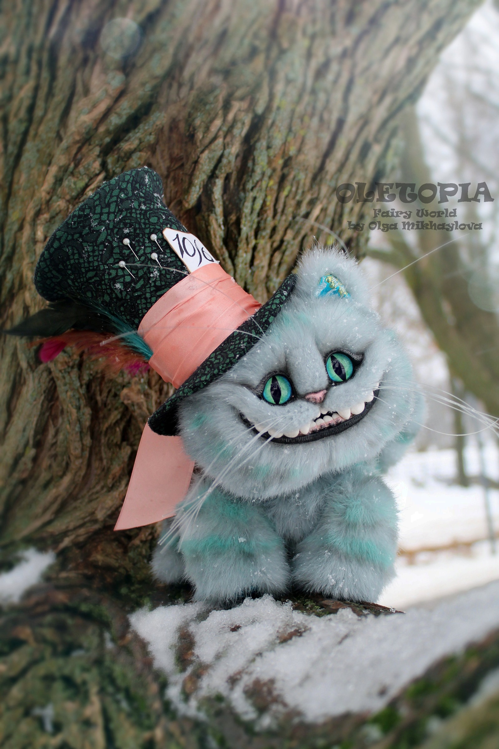 Gray-striped in the snow) - My, Cheshire Cat, Author's toy, Creation, With your own hands, My, Longpost