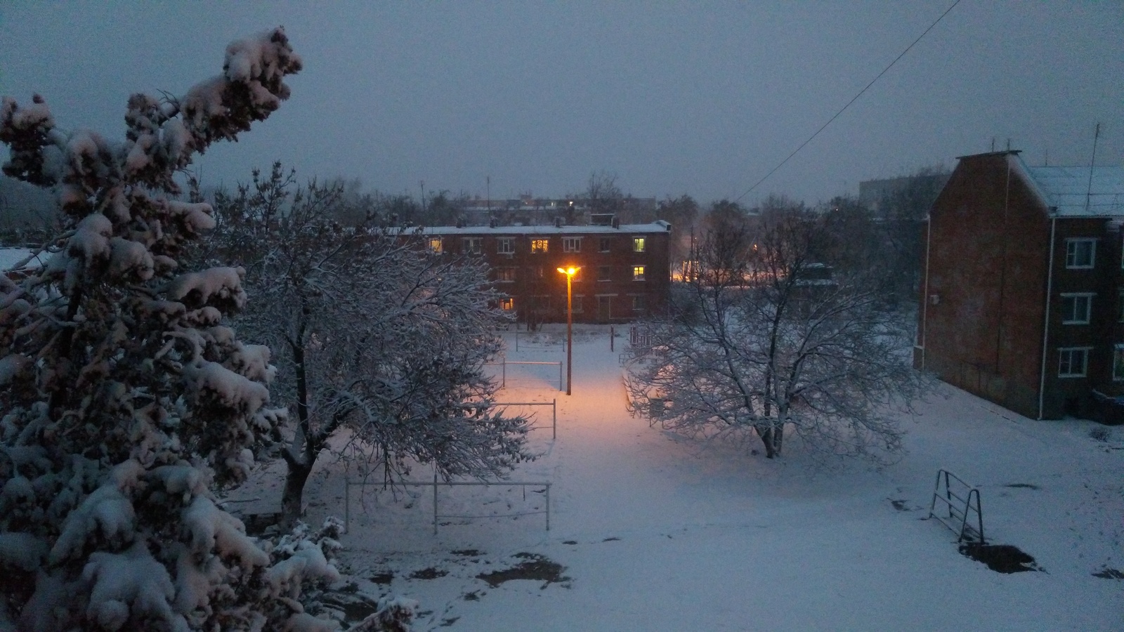 Our first snow. - My, Snow, Kuban, Morning