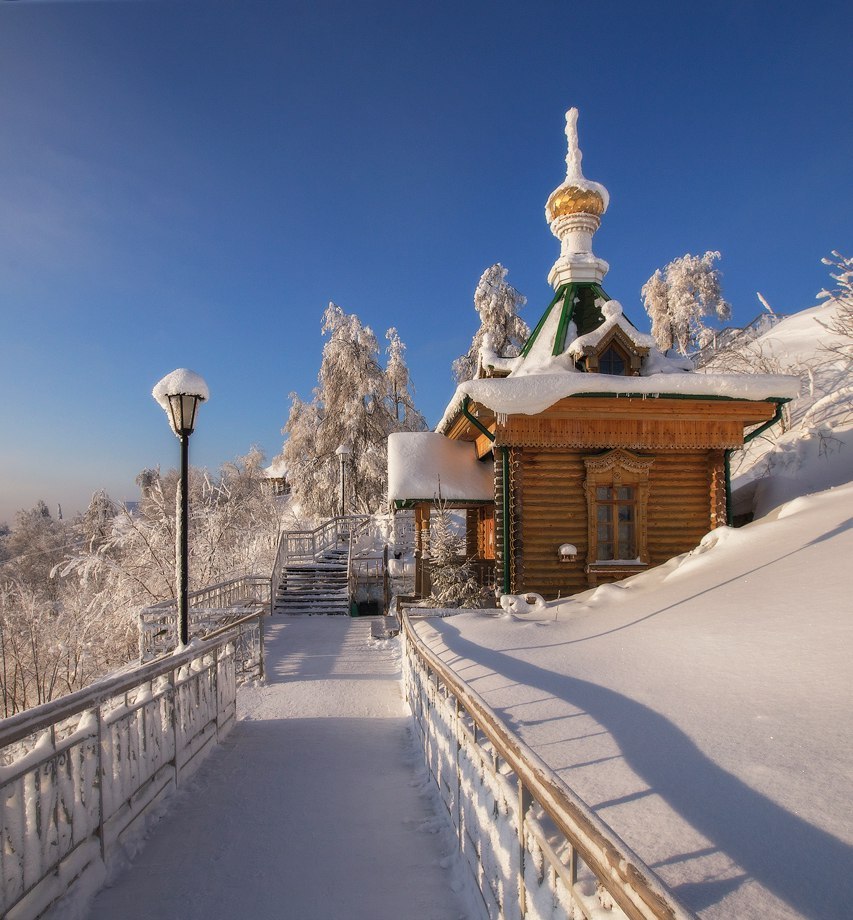 Белогорский монастырь - Белогорский монастырь, Кунгурский район, Пермский край, Россия, Зима, Природа, Фото, Пейзаж, Длиннопост