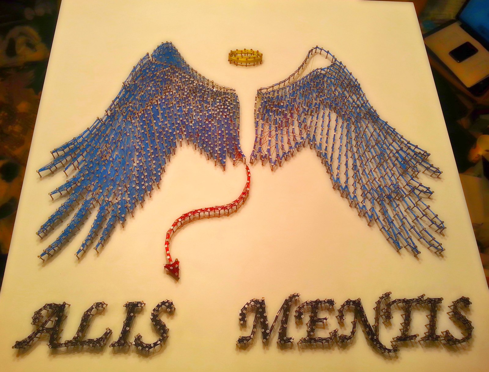 Wings of the Mind. - My, Wings, Angel, String Art, Intelligence, Thinking, Soul, Philosophy, Meaning, Longpost