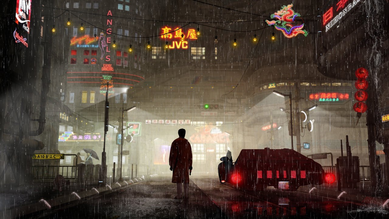 Cyberpunk - Cyberpunk, Japan, Quarter, The street, Rain