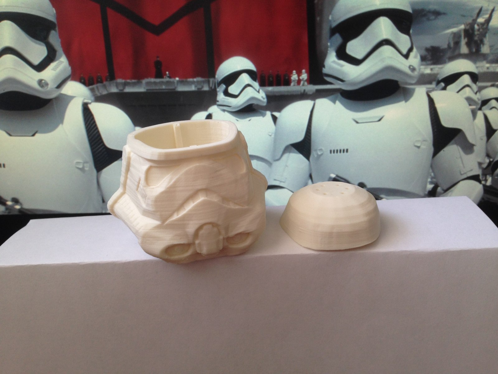 Zombie hunter, stormtrooper head - salt shaker on a self-assembly printer - My, 3D печать, 3D, Longpost