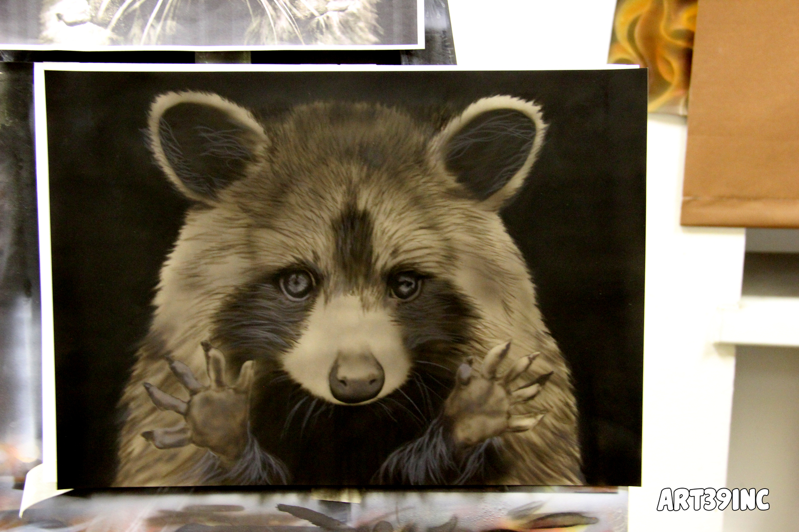 The process of drawing a raccoon. Aerography. - My, Airbrushing, Stages, Drawing, Raccoon, Art39inc, Longpost