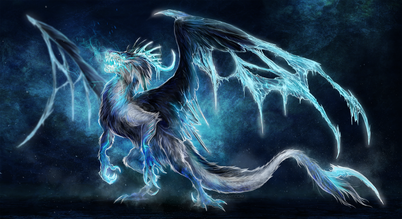 Unusual dragons - The Dragon, Art, Fantasy, Leilryu, Winter, Sky, Longpost