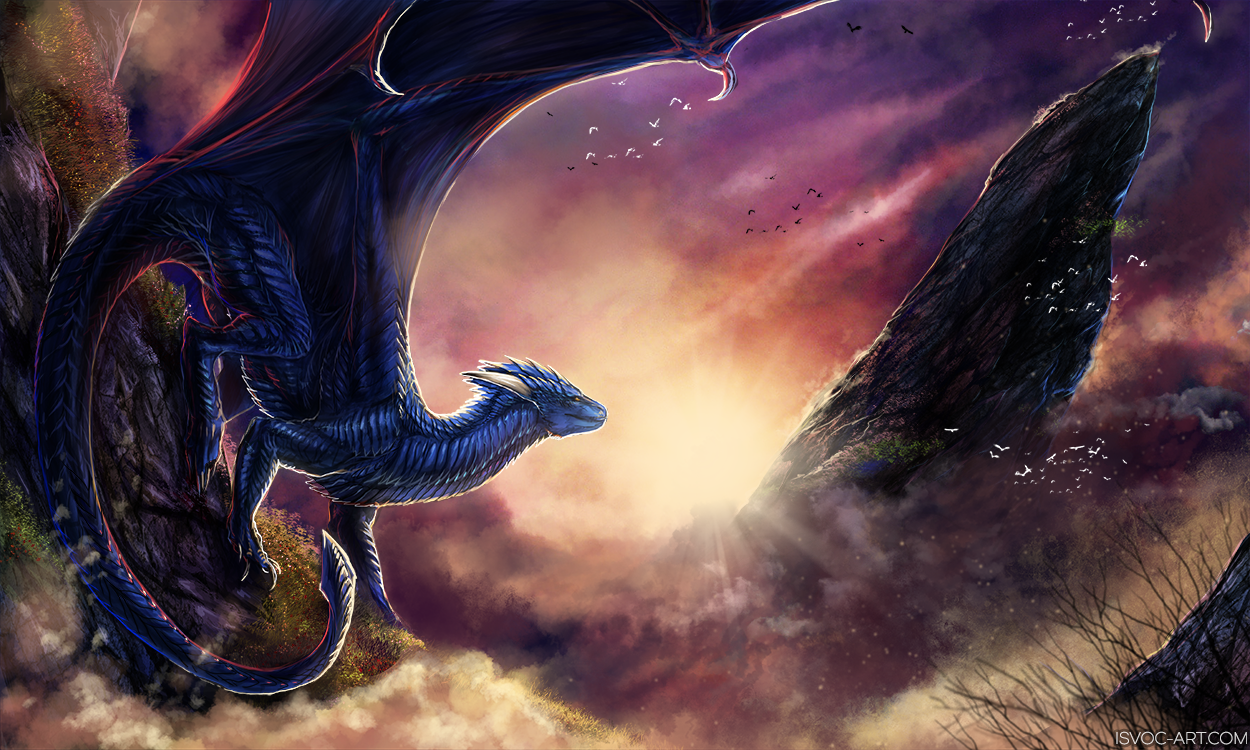 Unusual dragons - The Dragon, Art, Fantasy, Leilryu, Winter, Sky, Longpost