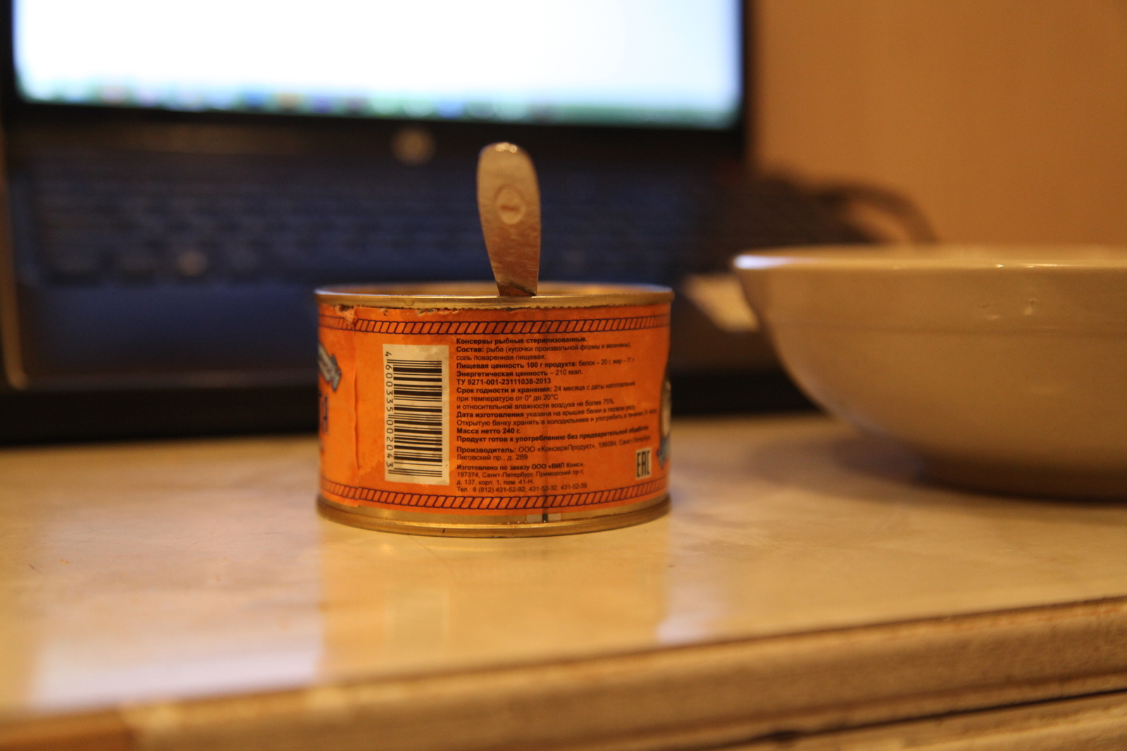 Spoiled dinner. Chewing gum in canned fish. - My, Horror, , Foreign objects, Longpost