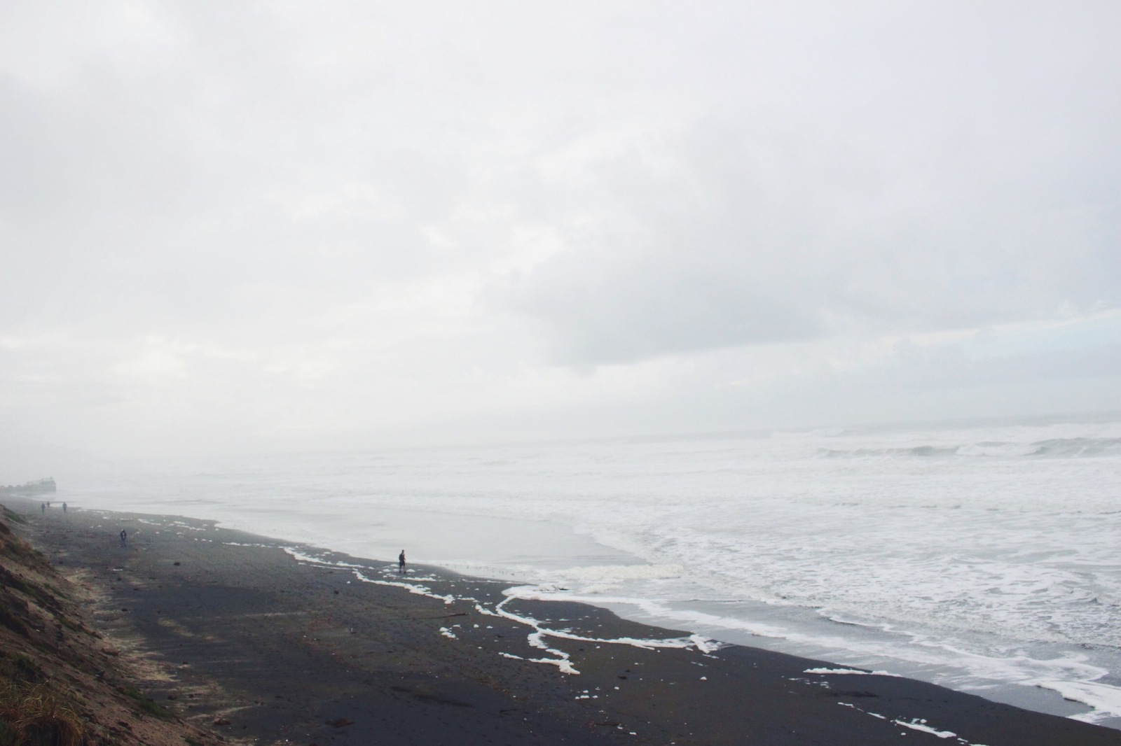 The ocean churned. Location: San Francisco - My, California, San Francisco, Fog, Ocean, Coast, November, Fishermen, Seagulls