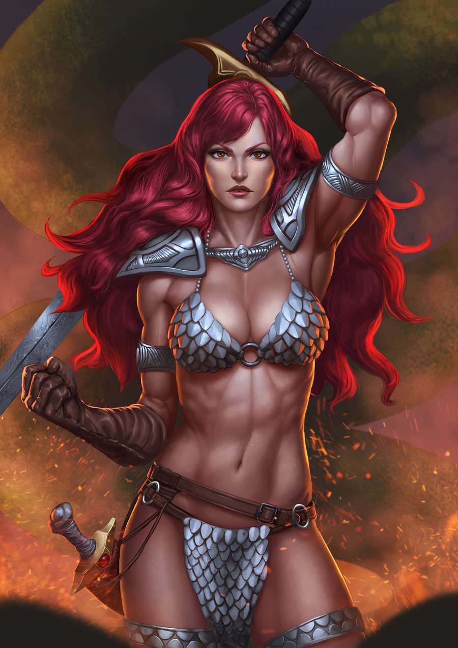 Red Sonja - Zamberz, Арт, Крепкая девушка, Рыжая Соня, Red Sonja, Девушки, Воительница