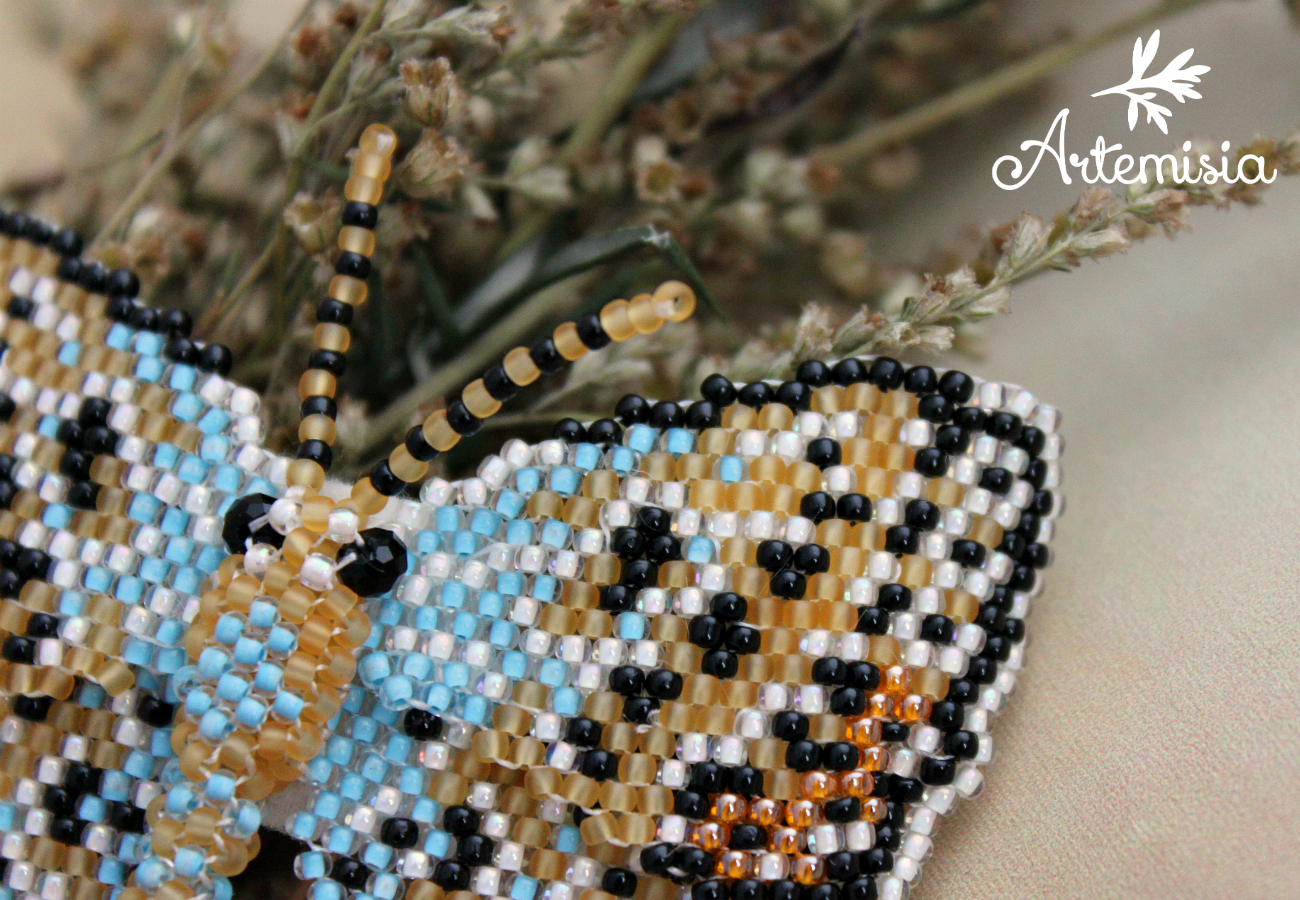 Brooch butterfly golubyanka Icarus. - My, My, Longpost, Butterfly, golubyanka, Beads, Beading, Brooch, Presents