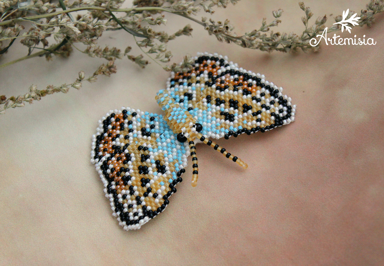 Brooch butterfly golubyanka Icarus. - My, My, Longpost, Butterfly, golubyanka, Beads, Beading, Brooch, Presents