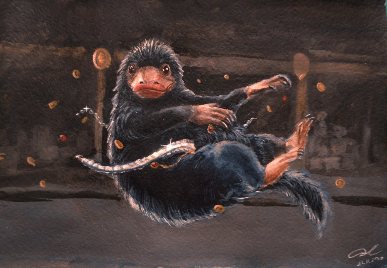 Nyuhler - My, Fantastic Beasts and Where to Find Them, Acrylic, Drawing, My, Harry Potter