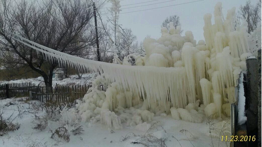 Прорыв водонапорной башни в -30С - Прорыв, Вода, Мороз