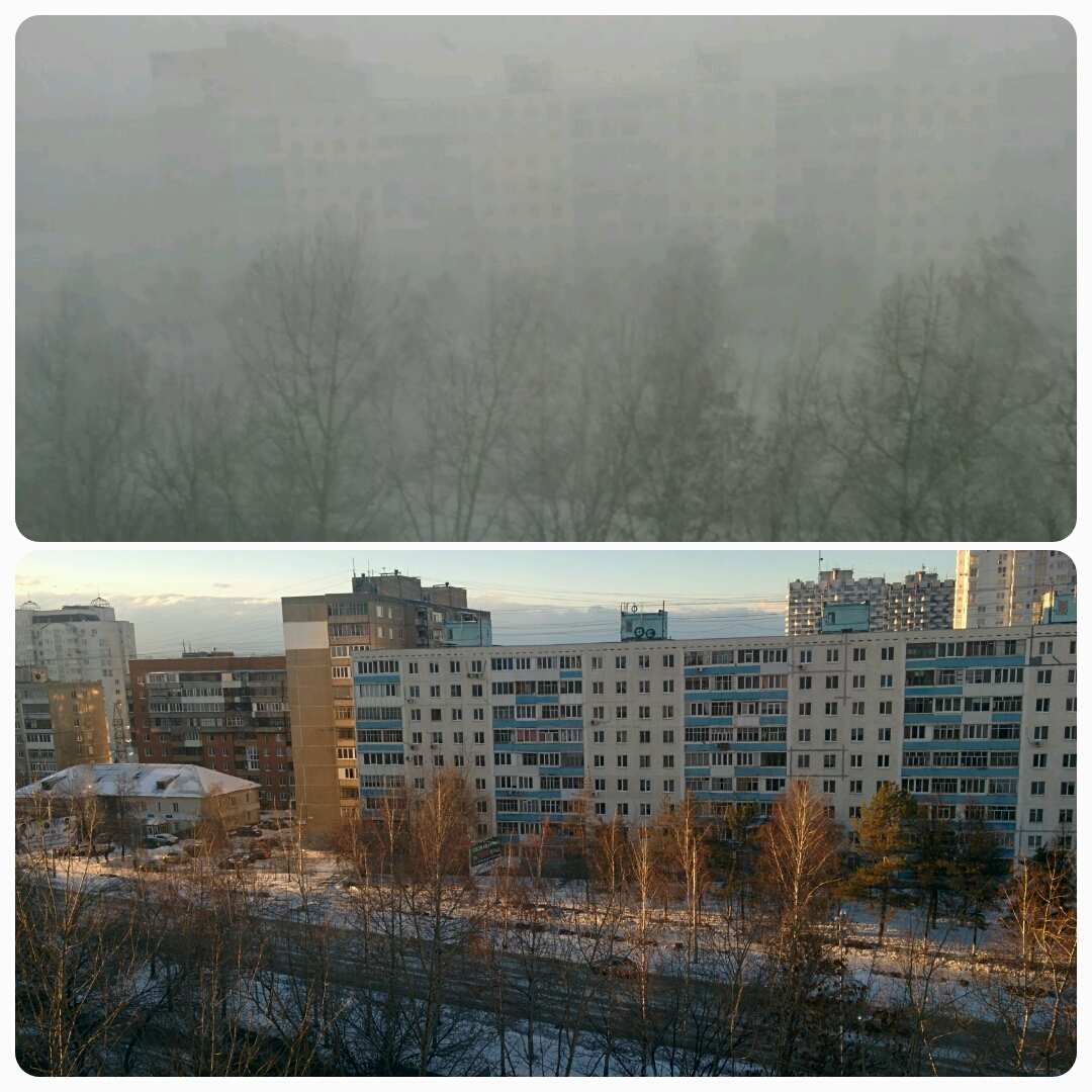 Briefly about the weather. The difference in the photo is 1 minute. There was a blizzard, a lot of snow. - My, , Miracle