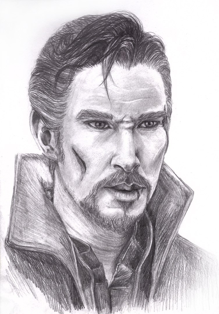 Dr. Strange - My, Doctor Strange, , Drawing, Portrait, Simple pencil, Pencil, , Benedict Cumberbatch