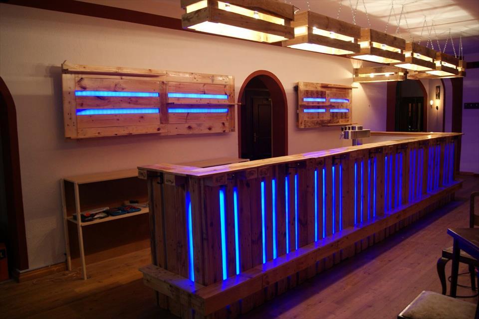 Pallet bar decor - Bar, Pallet, Craft, Longpost, Backlight, Pallets