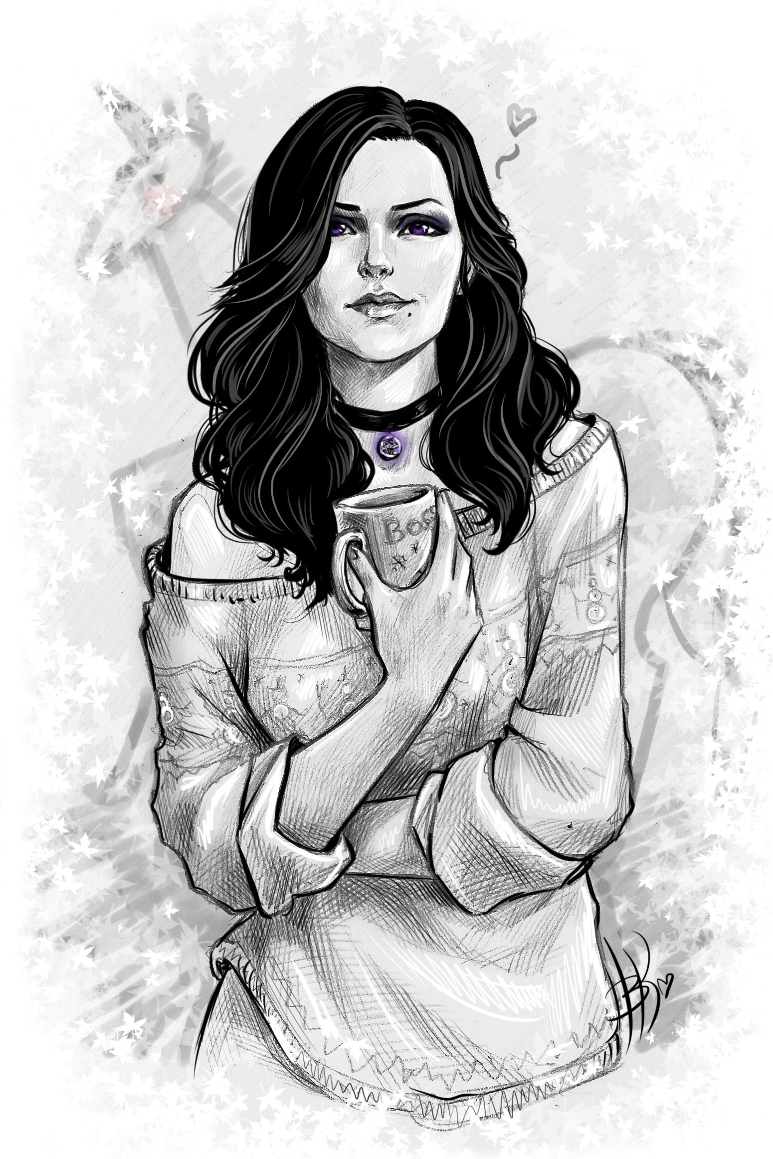 Home Jena :) - My, Yennefer, The Witcher 3: Wild Hunt, Art, Drawing, Sketch, Unicorn, Winter