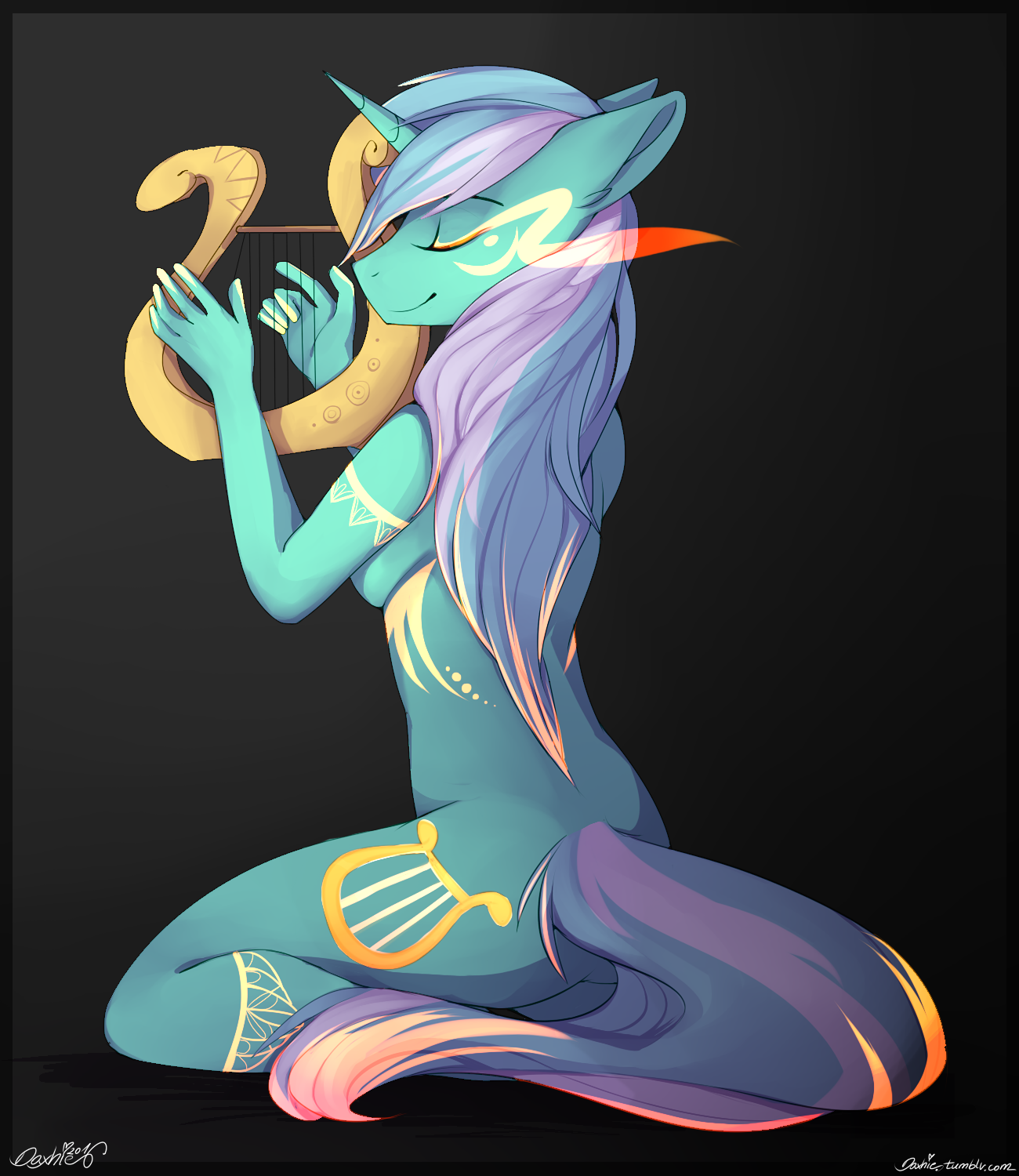 melodic - My little pony, Art, Furry, Lyra heartstrings, Anthro, MLP Edge