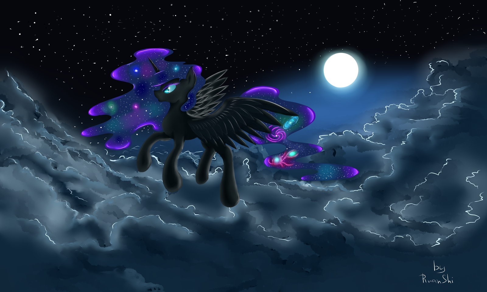 Nightmare in the clouds - Моё, My Little Pony, Nightmare Moon, Ruanshi