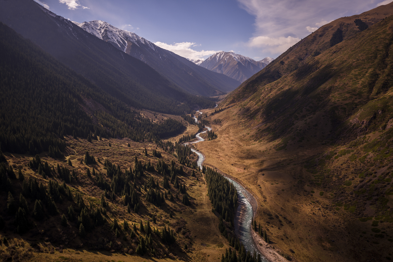 Valley of the Chilik River - River, The mountains, Helicopter, Longpost, Kazakhstan, The photo, Chilik River