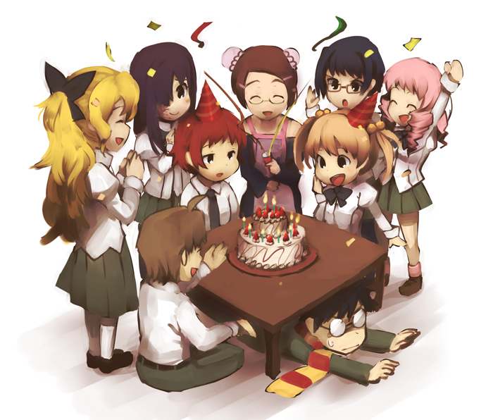 Birthday - Katawa Shoujo, All characters, Anime Art, Аниме, Не аниме, Визуальная новелла