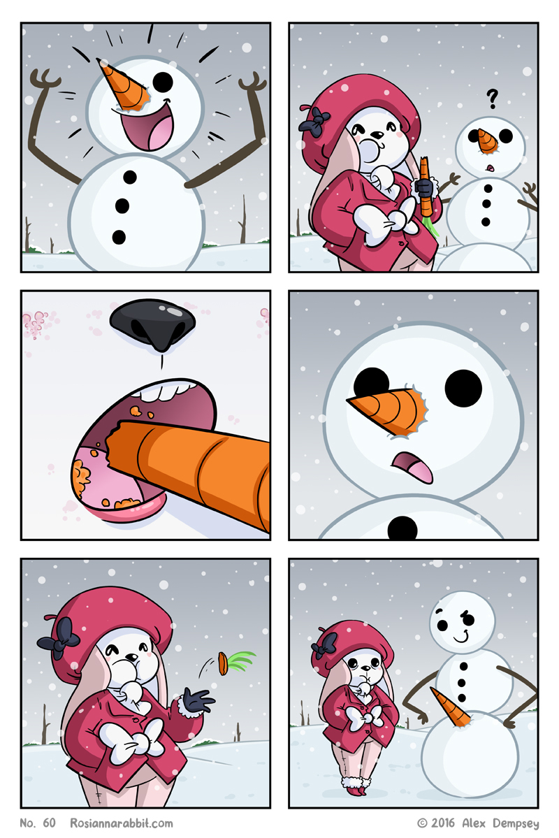 Sly snowman - Comics, Rosianna rabbit, snowman, Carrot