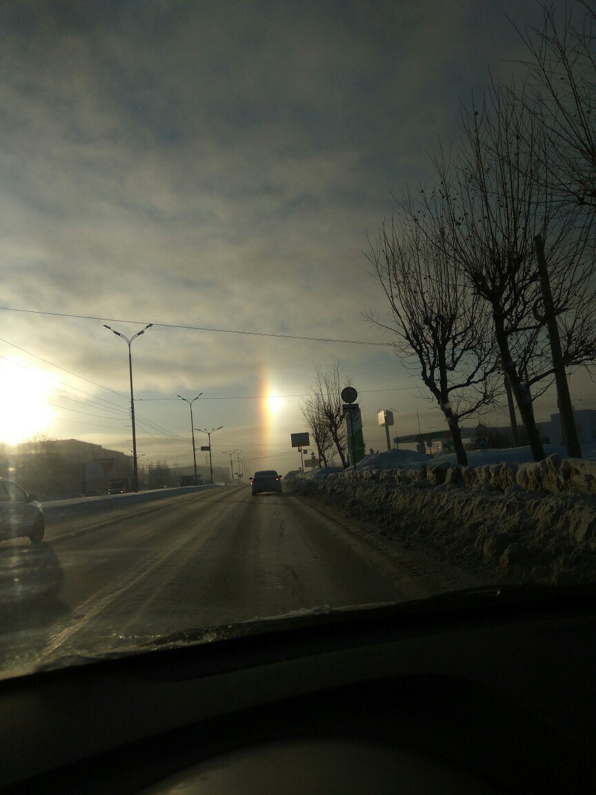 Солнечное гало в Ижевске, - 25°С - Гало, Ижевск, Погода, Мороз, Солнце, Картинки, Длиннопост