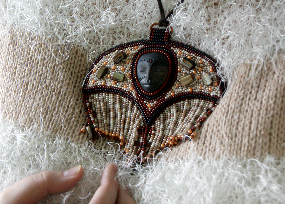 African themed pendant - My, Decoration, Beadwork, Beads, Needlework, Handmade, Longpost