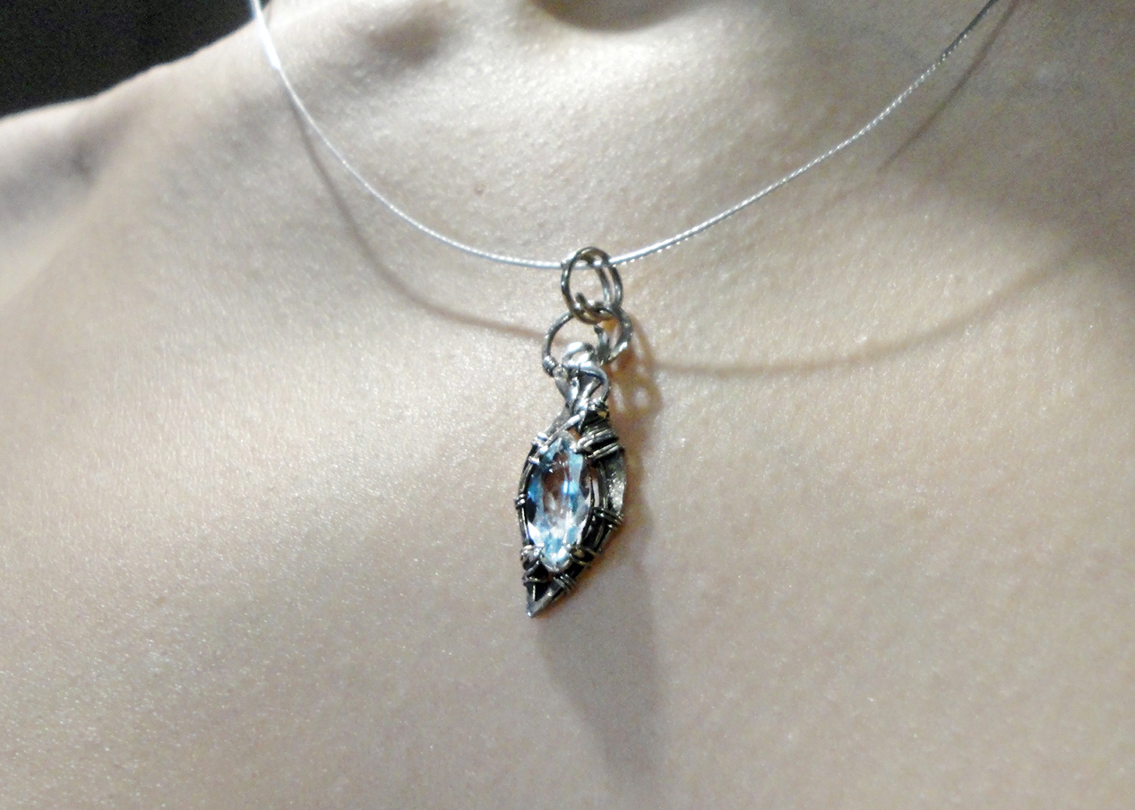 Pendant Shard of ice - My, Jewelry, Handmade, With your own hands, Wire wrap, , , Longpost