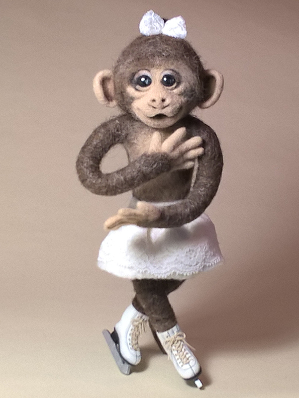 Monkey - skater - My, Monkey, Skates, Wool toy, Figure skating, Handmade, Creation, Longpost