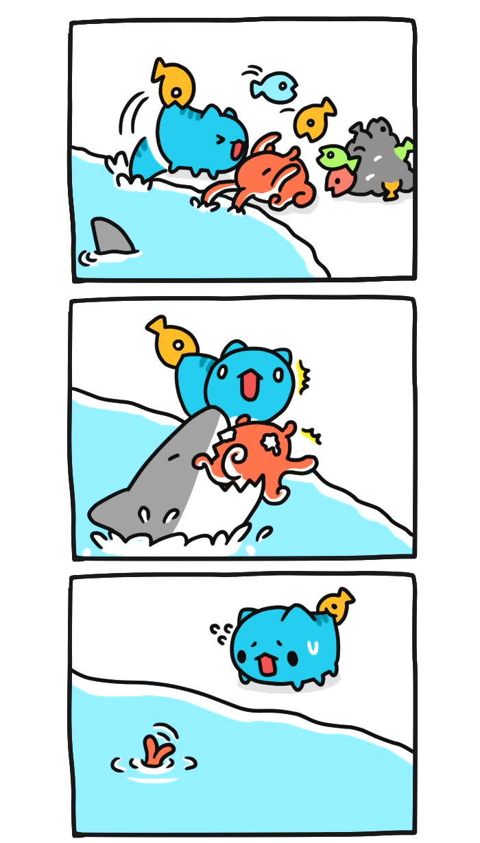 Fishing! - Bugcat-Capoo, Defective cat, cat, Comics, Fishing, Catching, A fish, Shark, Longpost