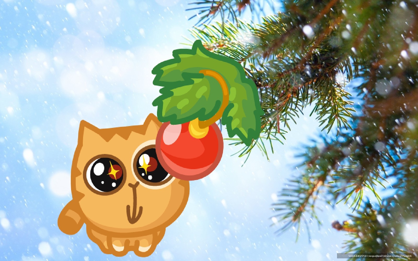 Winter Peach - Winter, cat, Images, Longpost, Stickers Cat Peach