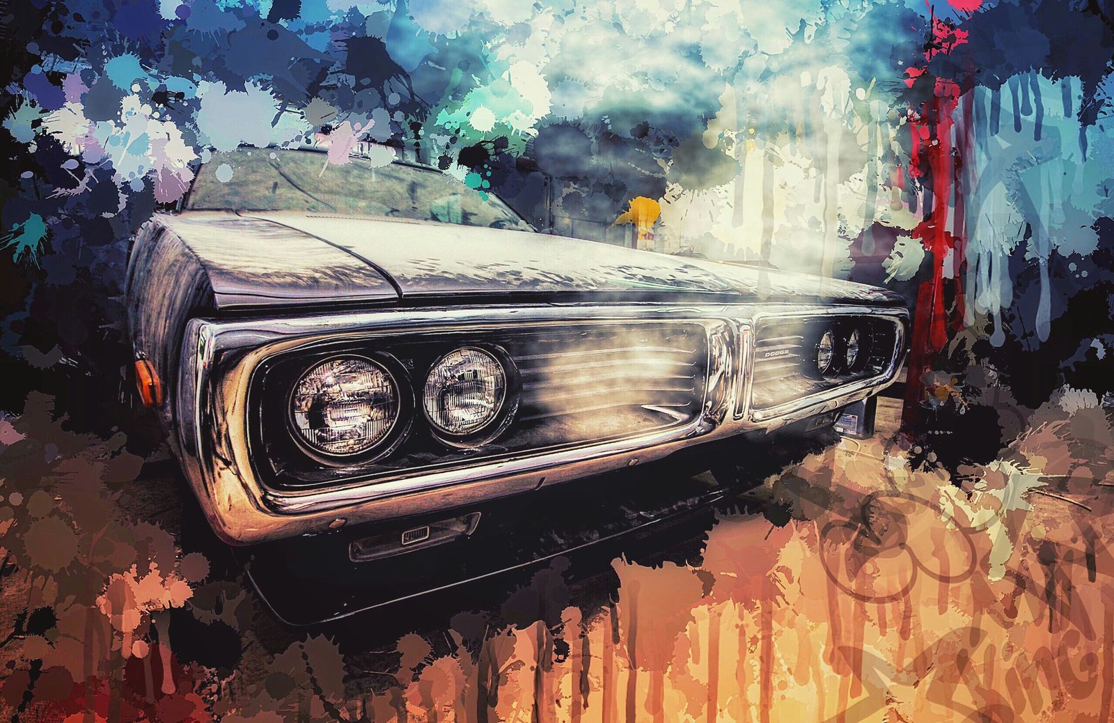 Time for arts on the road theme. - Muscle, Motorcycles, Art, Road, Sky, Paints, Auto, Moto, Muscle car