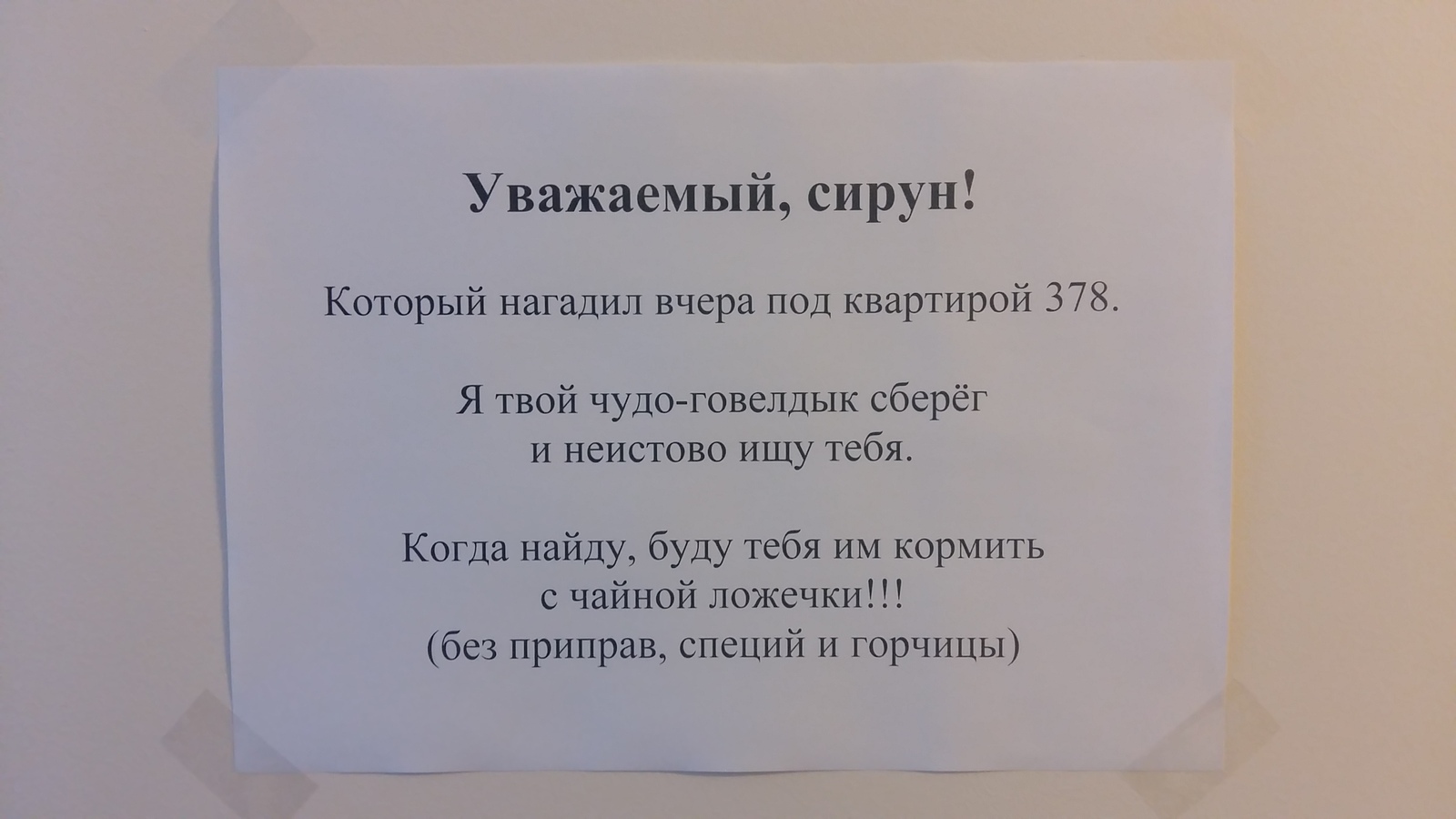 Масетр шеф 6-й сезон, или сосед креативщик - Моё, Свинство, Объявление, Угроза, Подъезд