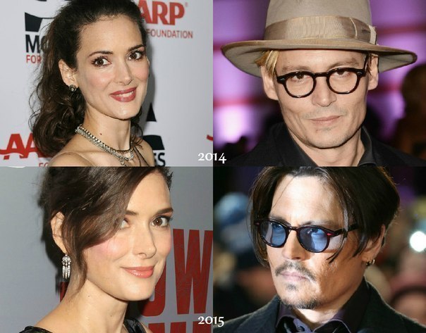 Winona Ryder and Johnny Depp —1987/2015 - Johnny Depp, Winona Ryder, Actors and actresses, Celebrities, The photo, Past, The present, Longpost