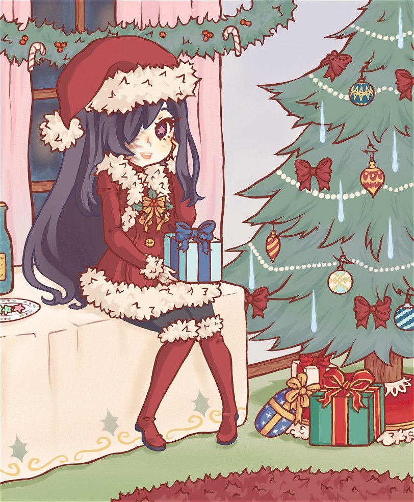 Christmas Hanako - Hanako ikezawa, Katawa Shoujo, Anime Art, Рождество, Аниме, Не аниме, Визуальная новелла